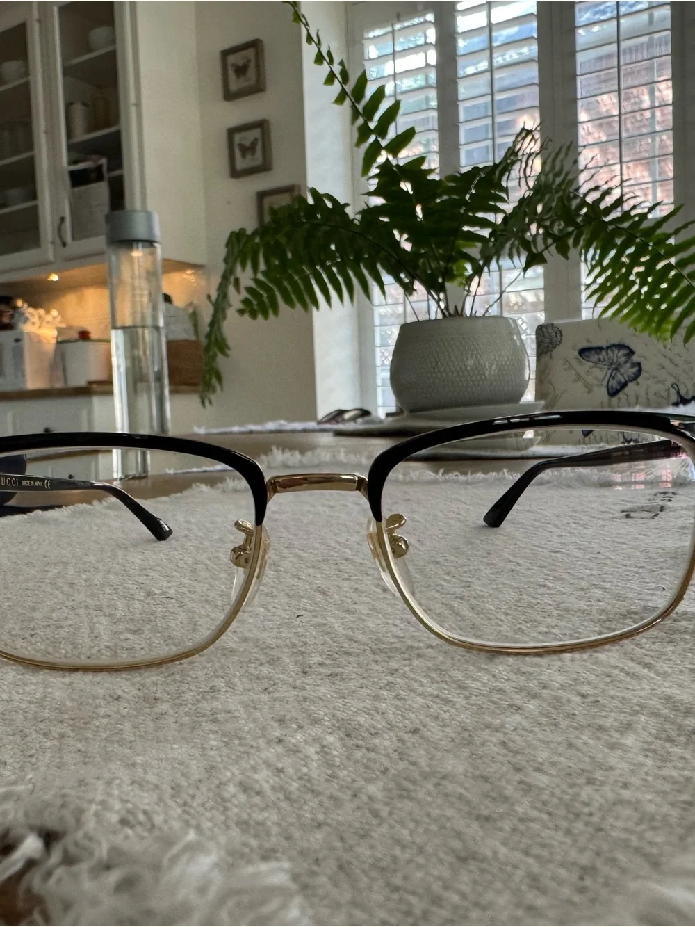 Gucci Black and Gold Browline Eyeglasses